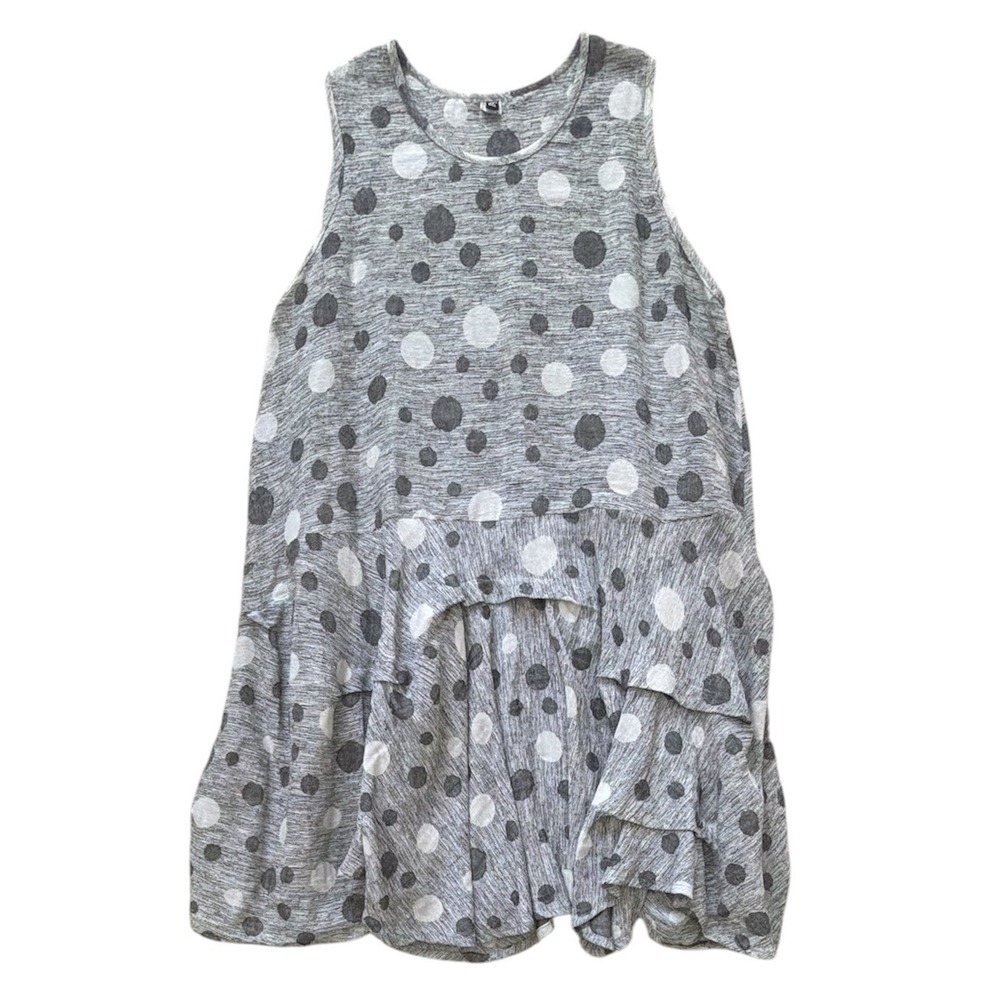 Dress To Kill Women One Size Polka Dot Lagenlook Ruffle Hem Sleeveless Dress USA